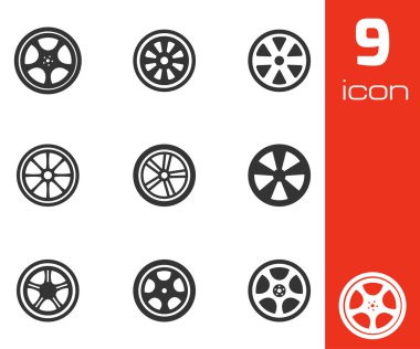 vektör siyah tekerlek diskleri Icons set