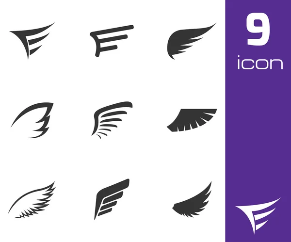Vector black wing icons set — Stock Vector