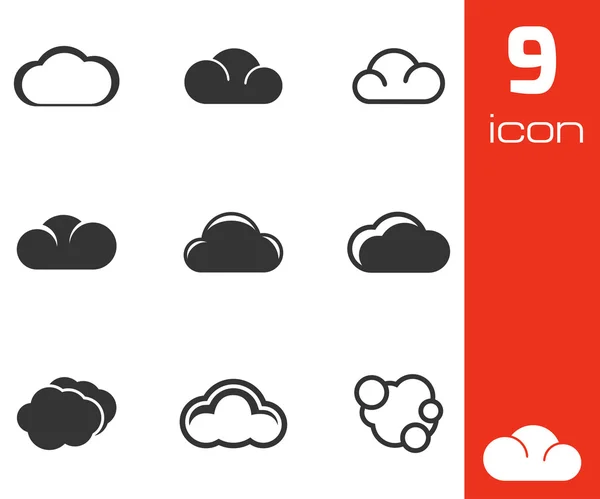 Conjunto de iconos Vector negro nube — Stockvector