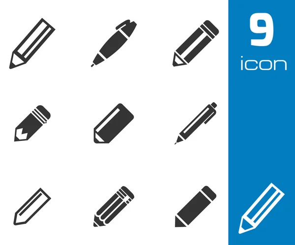 Vector black pencil icons set — Stock Vector