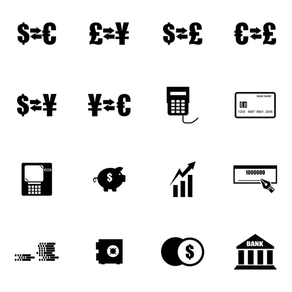 Vector zwarte bank icons set — Stockvector
