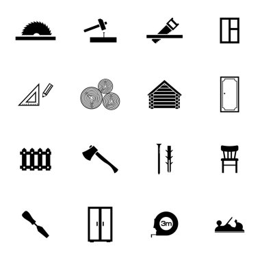 siyah vektör marangozluk simgeler kümesi