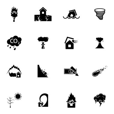 siyah vektör felaket simgeler kümesi