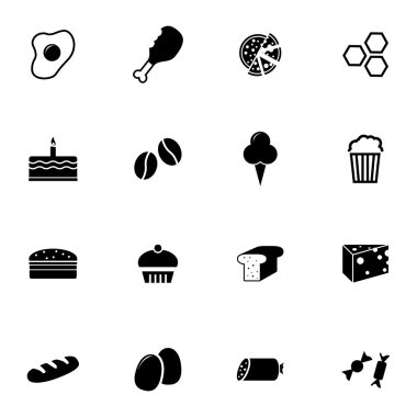 siyah vektör yiyecek simgeler kümesi