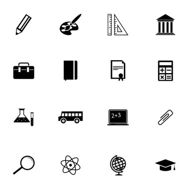 siyah vektör eğitim simgeler kümesi