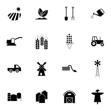vektör ikonlar tarım siyah set