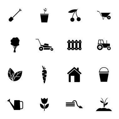 siyah vektör Bahçe simgeler kümesi