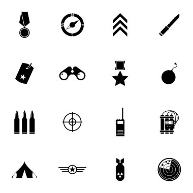 siyah vektör askeri simgeler kümesi