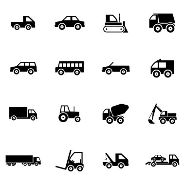 siyah vektör aracı Icons set