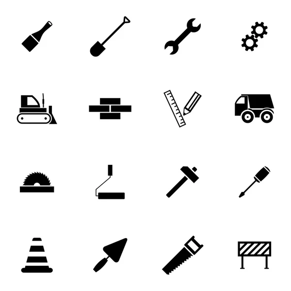 Ensemble d'icônes de construction noir vectoriel — Image vectorielle
