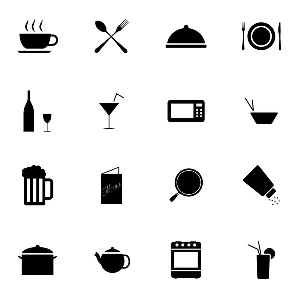 Conjunto de iconos de comida negra vectorial — Vector de stock