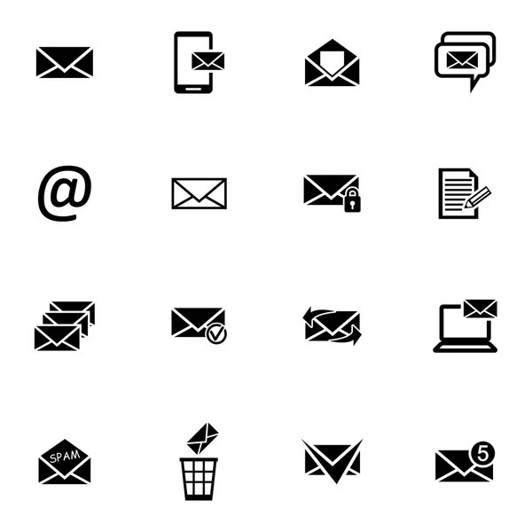 Vektor schwarze E-Mail Icons gesetzt — Stockvektor