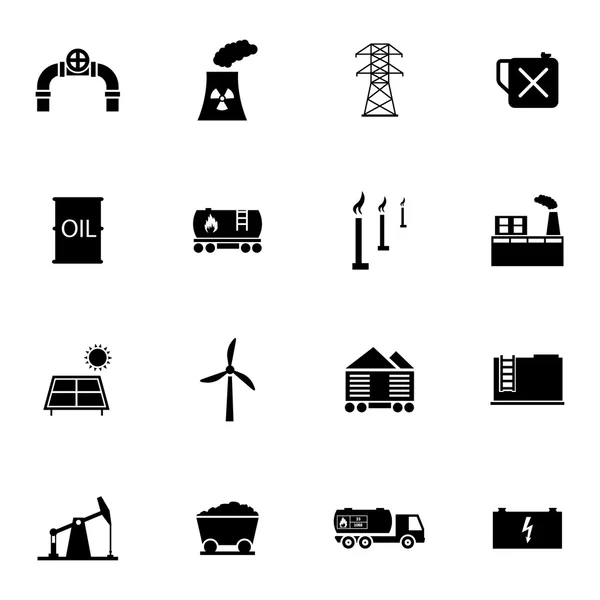 Vector zwarte industrie icons set — Stockvector