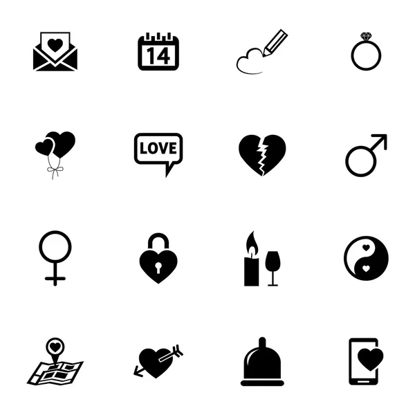 Vector negro amor iconos conjunto — Archivo Imágenes Vectoriales