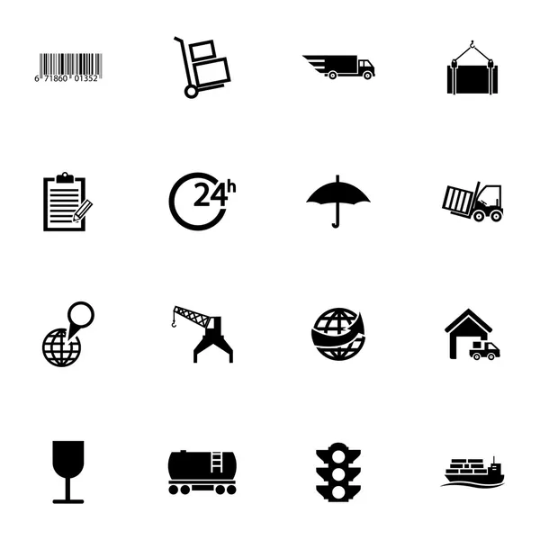 Vector black  logistic icons set — Stock Vector