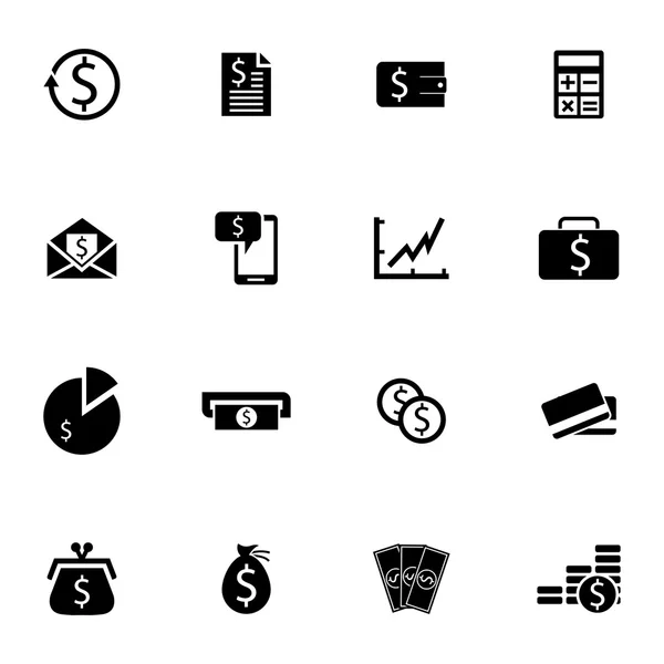 Vector negro dinero iconos conjunto — Archivo Imágenes Vectoriales