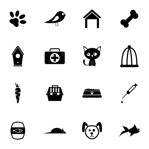 Vector black pet icons set — Stock Vector