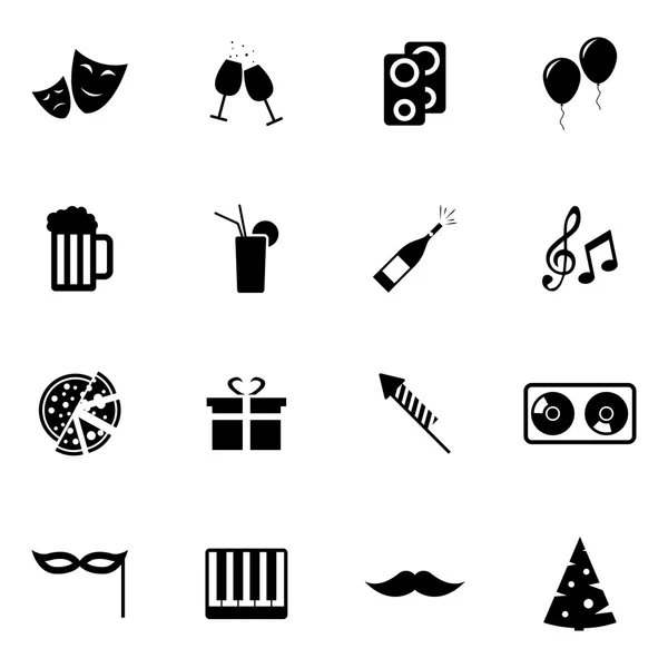 Ensemble d'icônes de fête noir vectoriel — Image vectorielle
