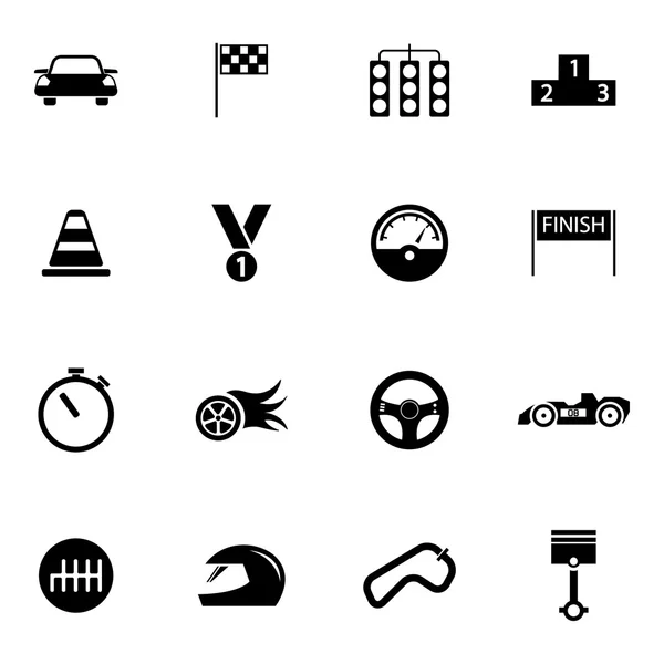 Vector black  racing icons set — Stock Vector