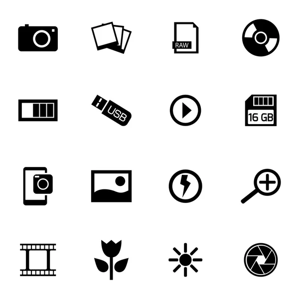 Set di icone vettoriali con foto nere — Vettoriale Stock