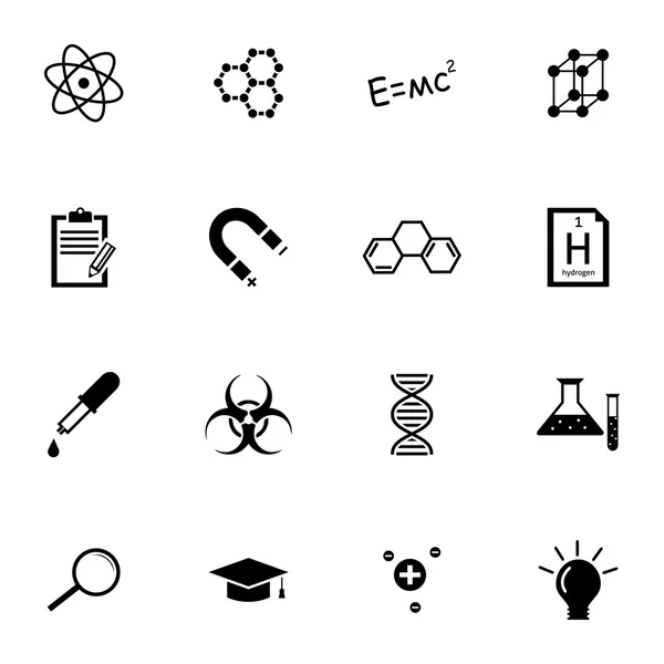 Vector black  science icons set — Stock Vector