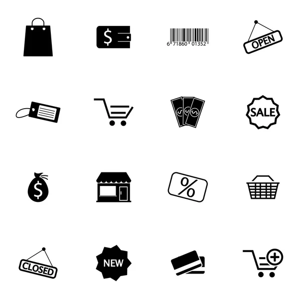 Vector negro tienda iconos conjunto — Vector de stock