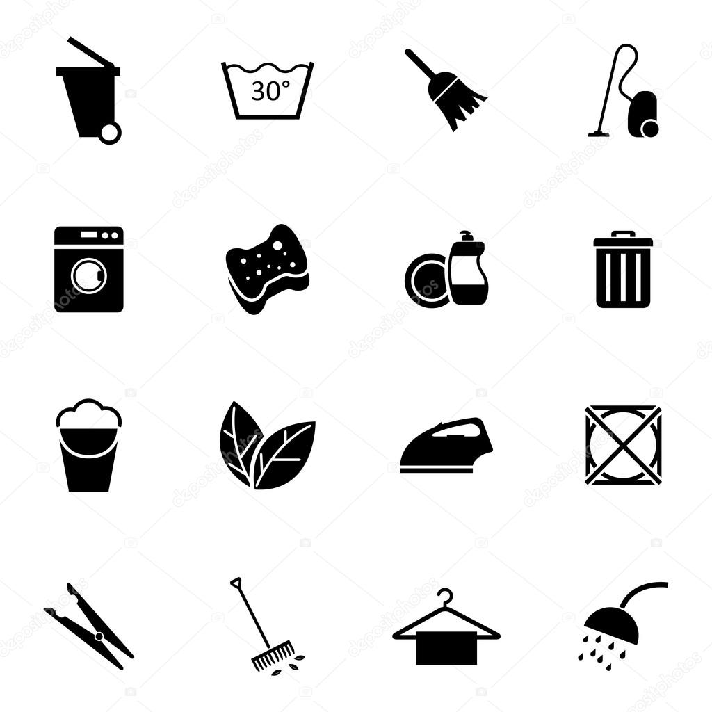 Vector black  cleaning icons set