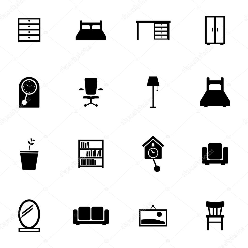 Vector black  furniture icons set