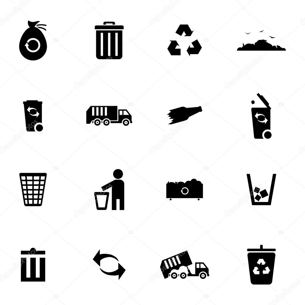 Vector black  garbage icons set