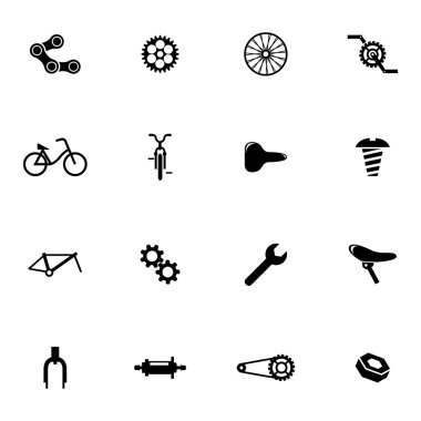 siyah vektör Bisiklet bölümü Icons set