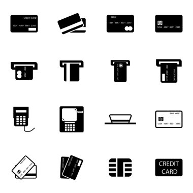 siyah vektör kredi sepeti Icons set