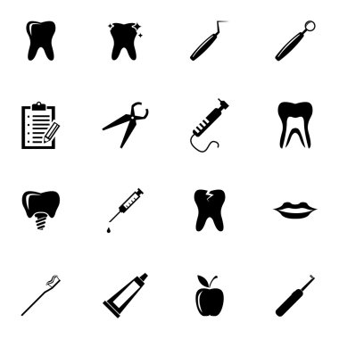 siyah vektör diş simgeler kümesi