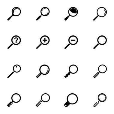 siyah vektör Büyüteç Icons set