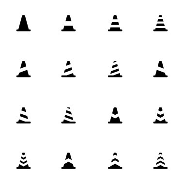 siyah vektör trafik koni Icons set