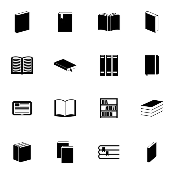 Ensemble d'icônes de livre noir vectoriel — Image vectorielle