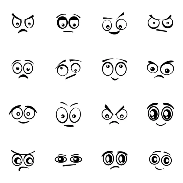 Vector negro ojos de dibujos animados conjunto — Vector de stock