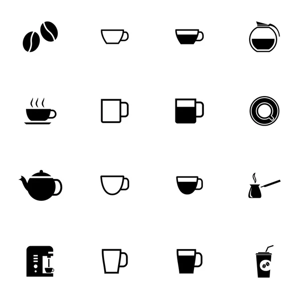 Conjunto de iconos de café negro vector — Vector de stock