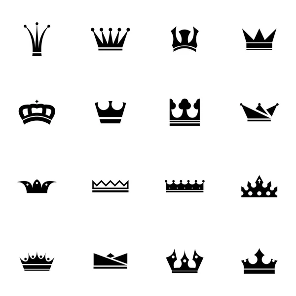 Conjunto de ícones de coroa preta vetorial — Vetor de Stock