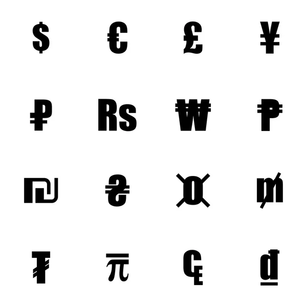 Ensemble de symboles vectoriels de monnaie noire — Image vectorielle