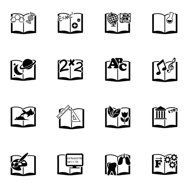 Conjunto de ícones de livros escolares pretos vetoriais —  Vetores de Stock