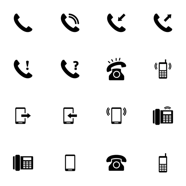 Conjunto de iconos de teléfono negro vectorial — Vector de stock