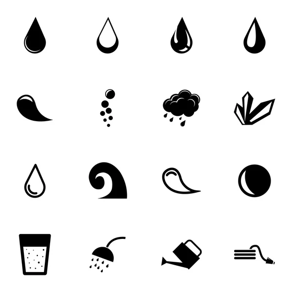 Vektor svart vatten ikoner set — Stock vektor