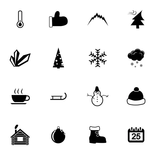 Conjunto de iconos de invierno negro vectorial — Archivo Imágenes Vectoriales