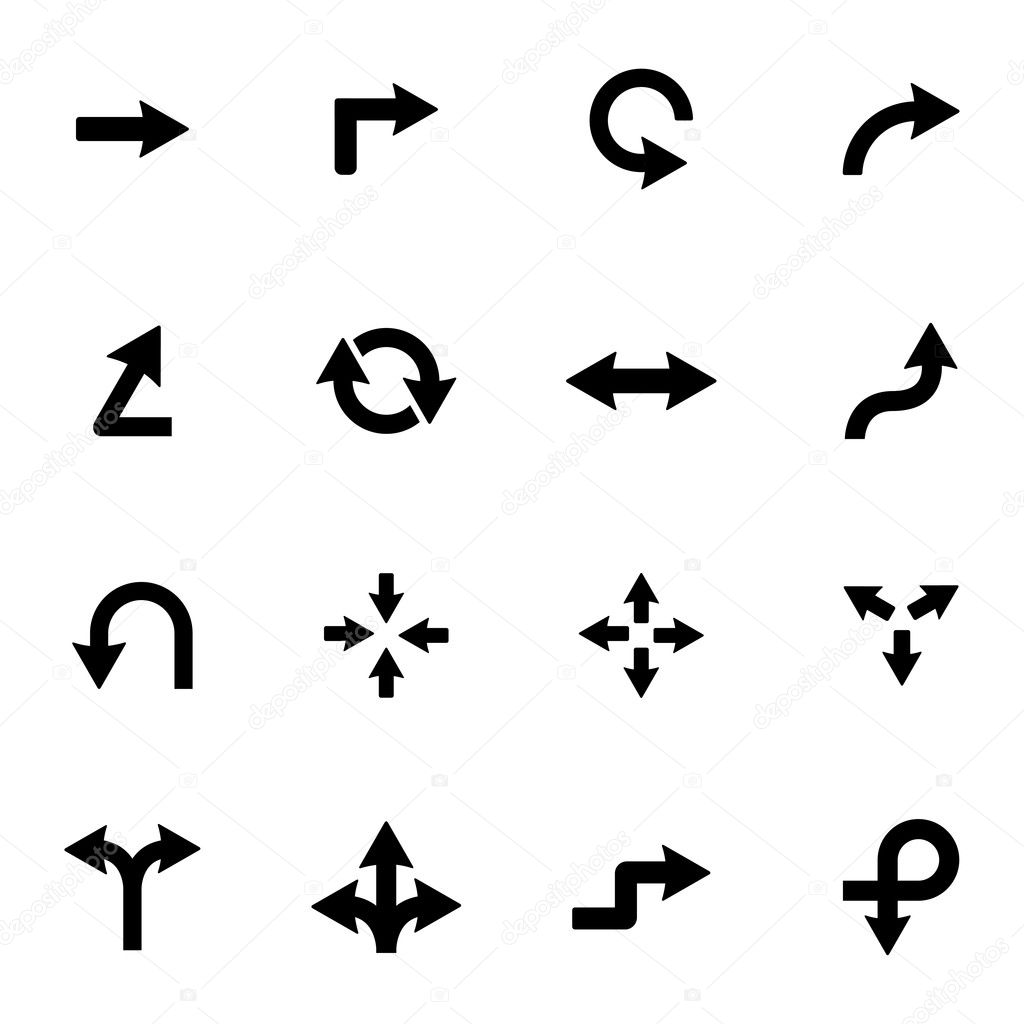 Vector black icon arrows icons on white background