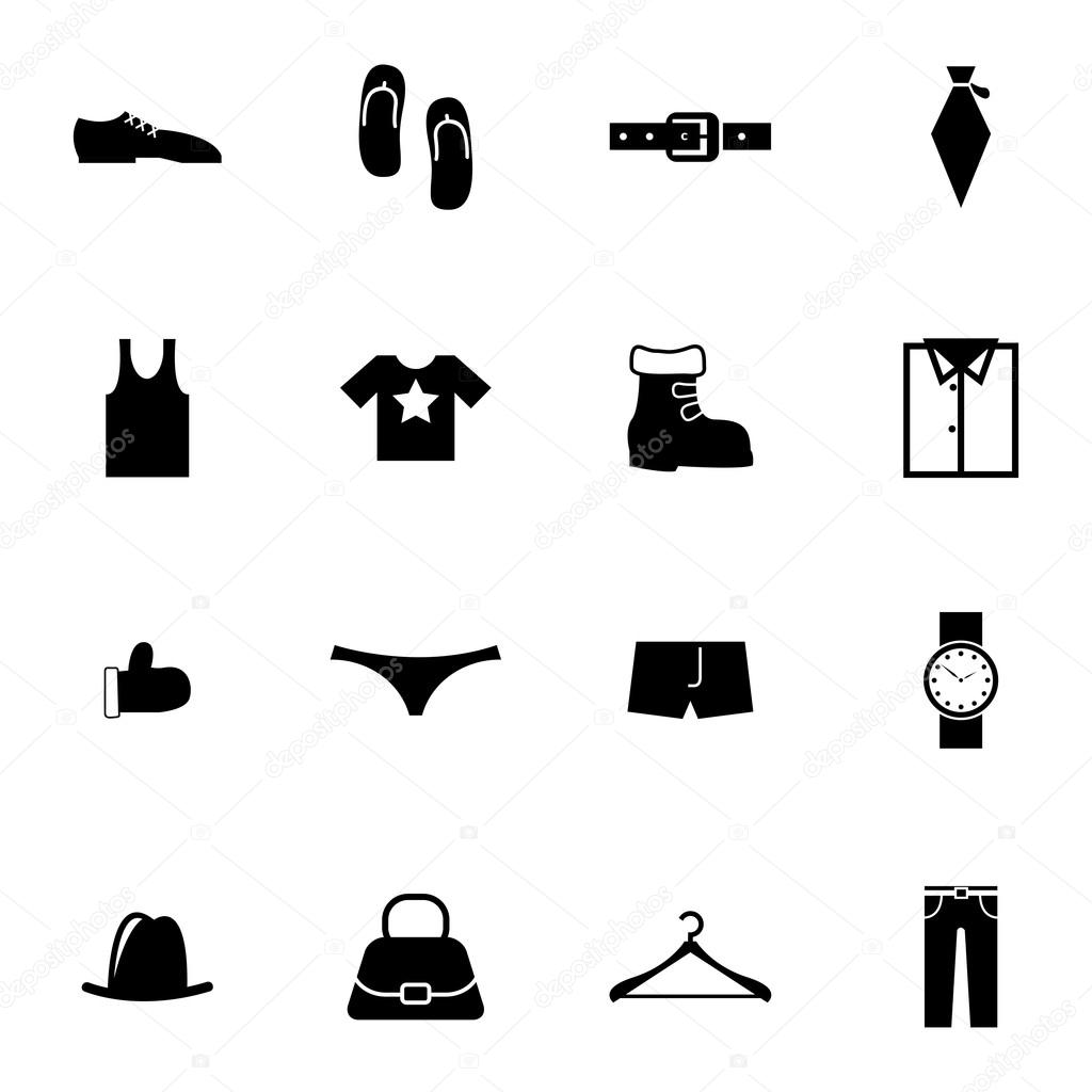 Vector black  clothes  icons set