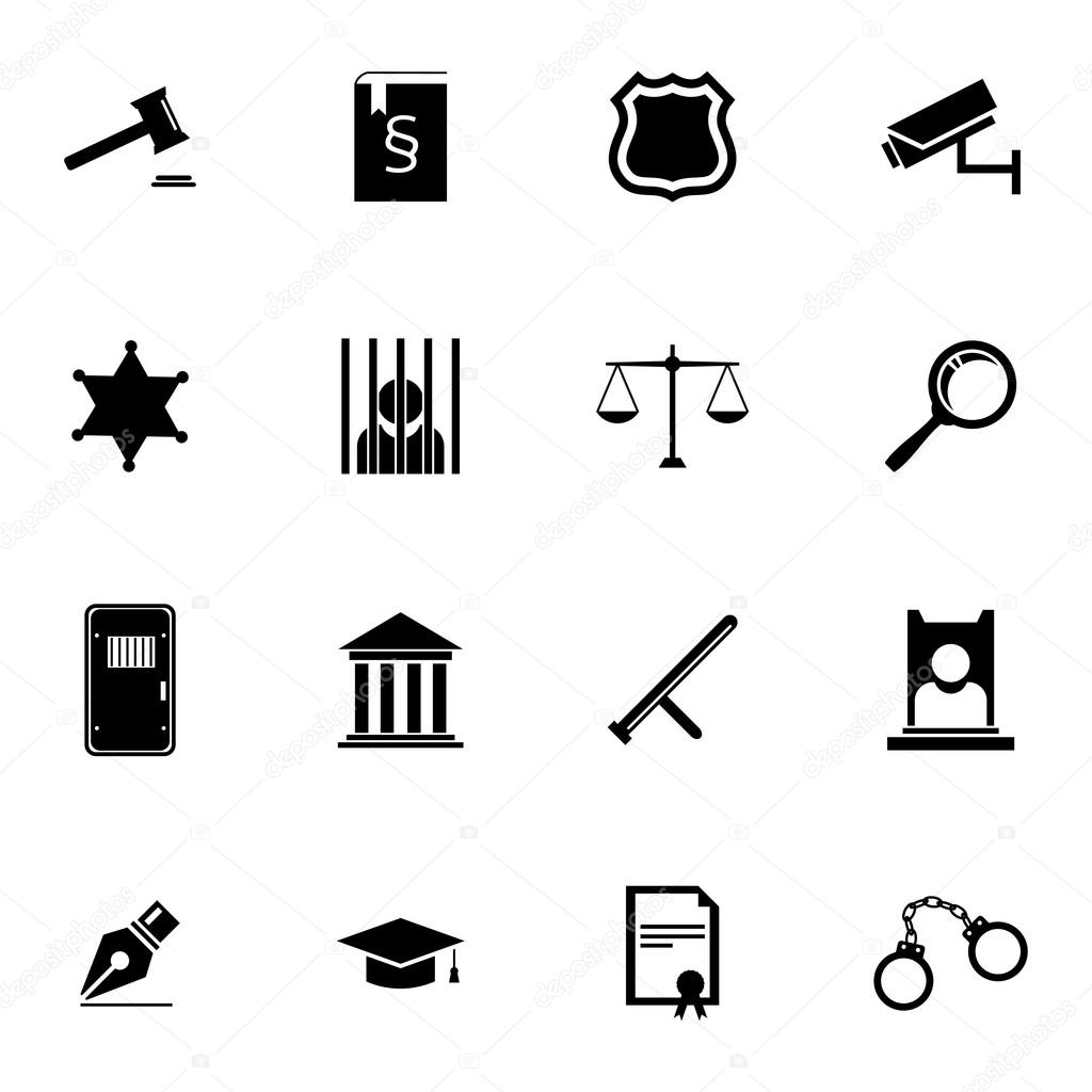 Vector black justice icons set