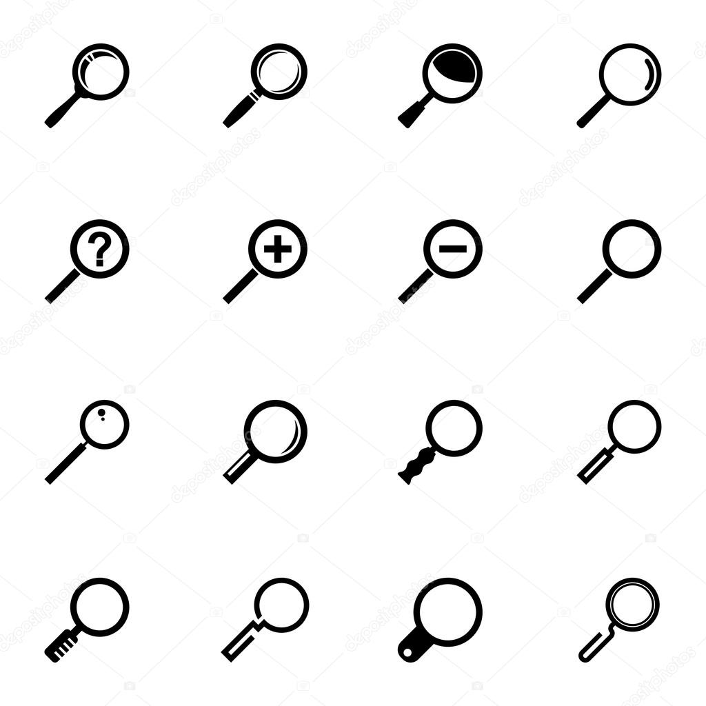 Vector black  magnifying glass  icons set