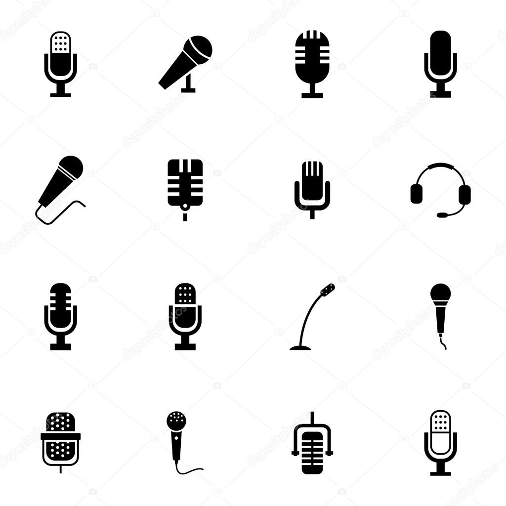 Vector black  microphone  icons set