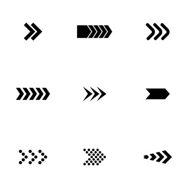 siyah vektör okları simge seti