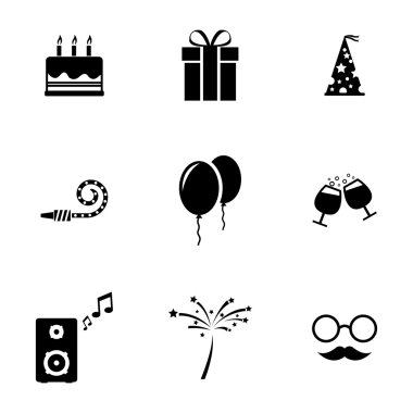 siyah vektör doğum Icons set